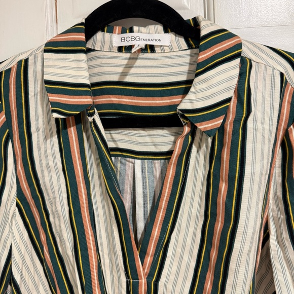 BCBGeneration Faux Wrap Striped Blouse - Picture 6 of 10